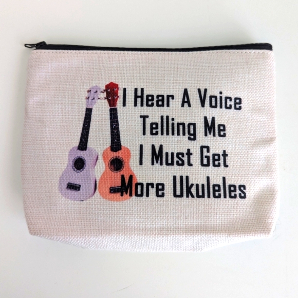 NEW Ukulele Small Pouch Makeup Bag Lined Humorous Music Player Lover Instructor